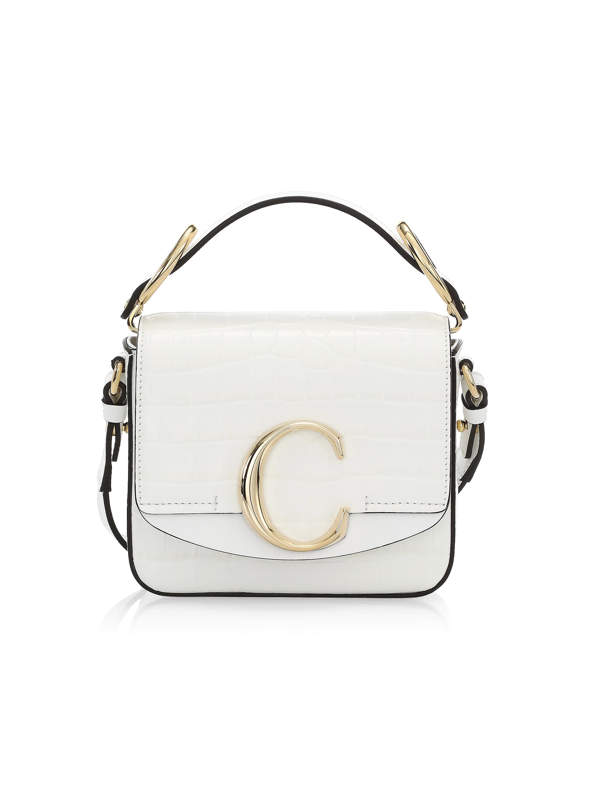 Mini Chloé C Croc-Embossed Leather Crossbody Bag