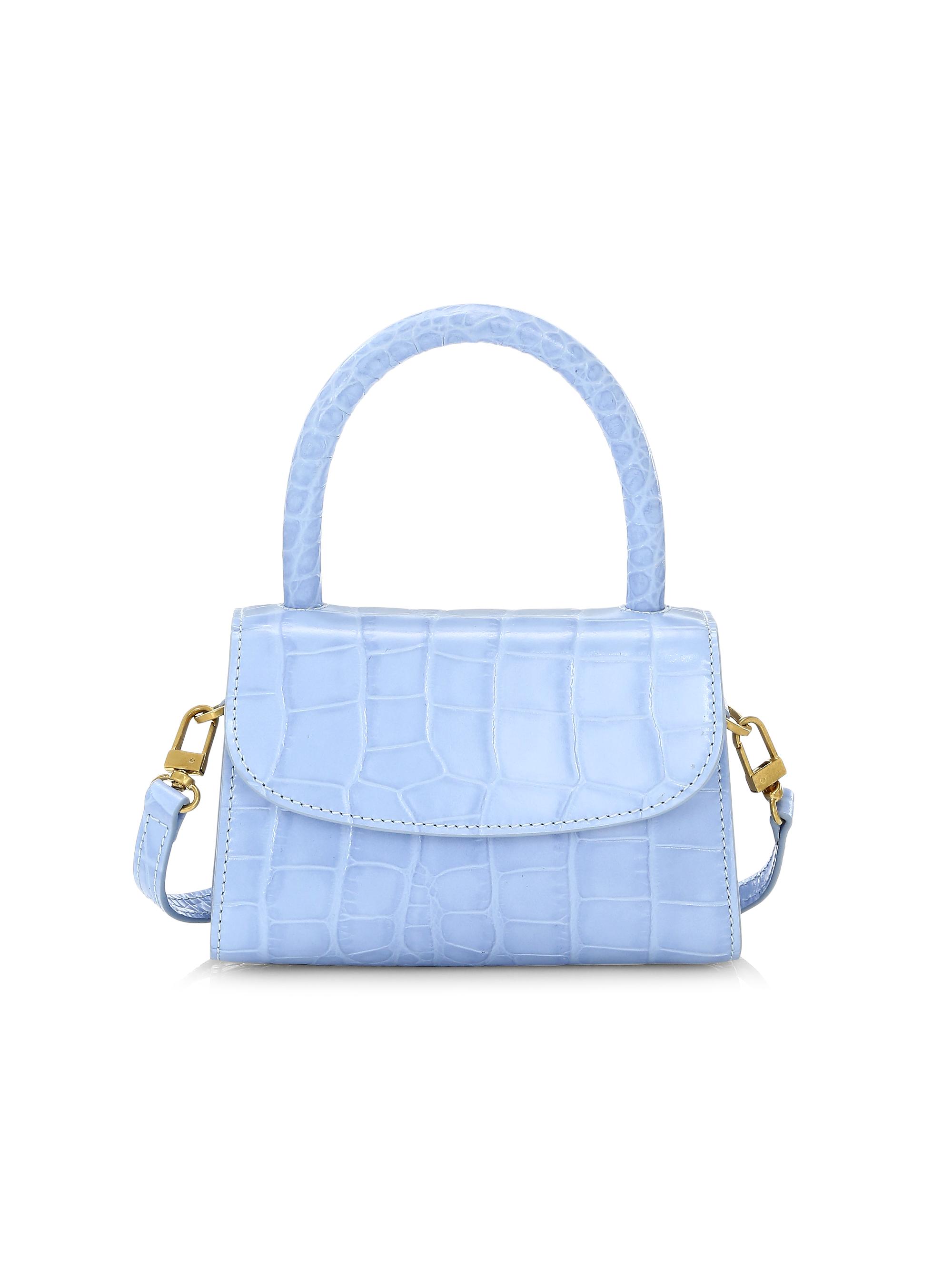 Mini Croc-Embossed Leather Top Handle Bag