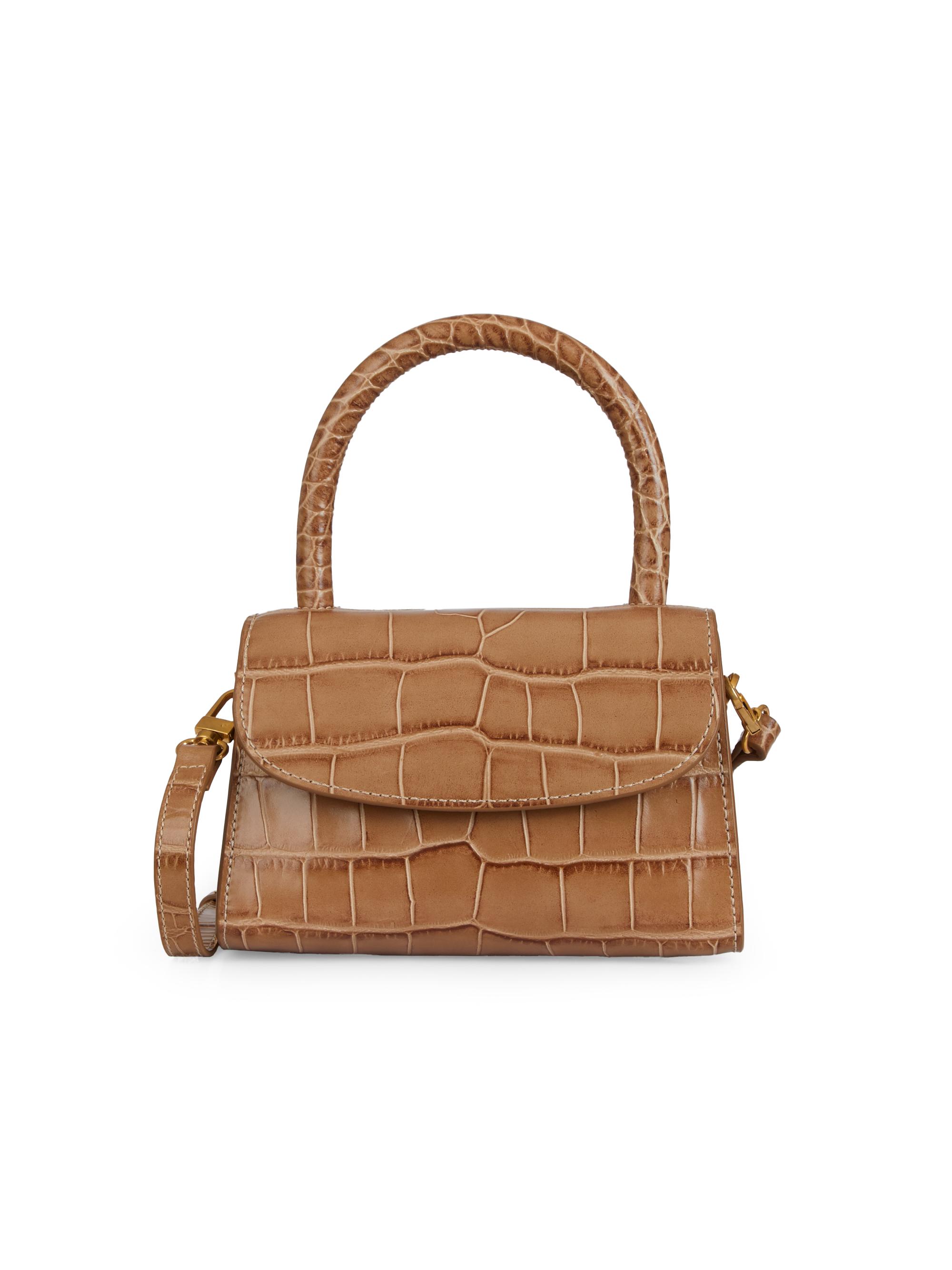 Mini Croc-Embossed Leather Top Handle Bag