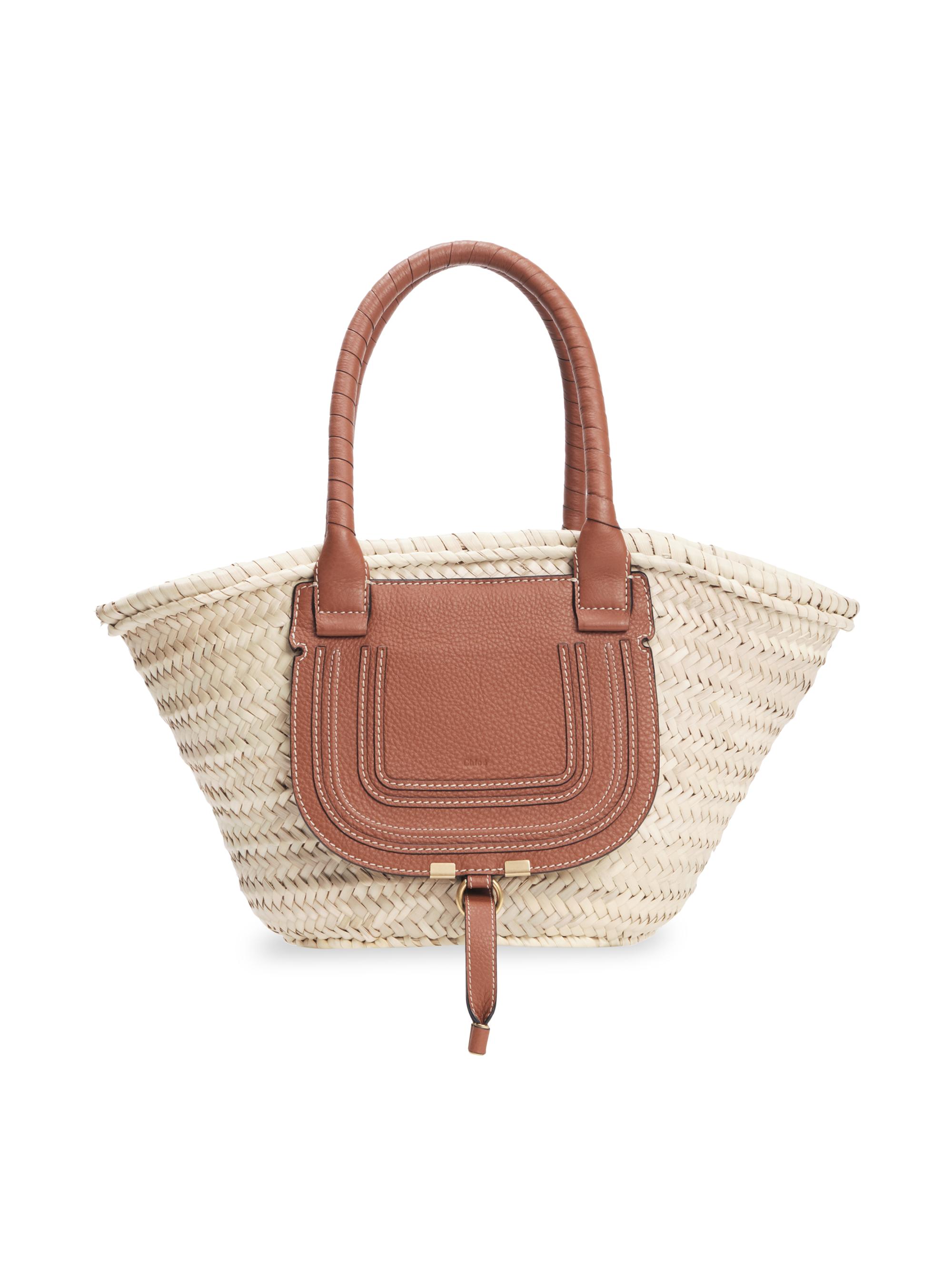 Marcie Leather-Trimmed Woven Tote