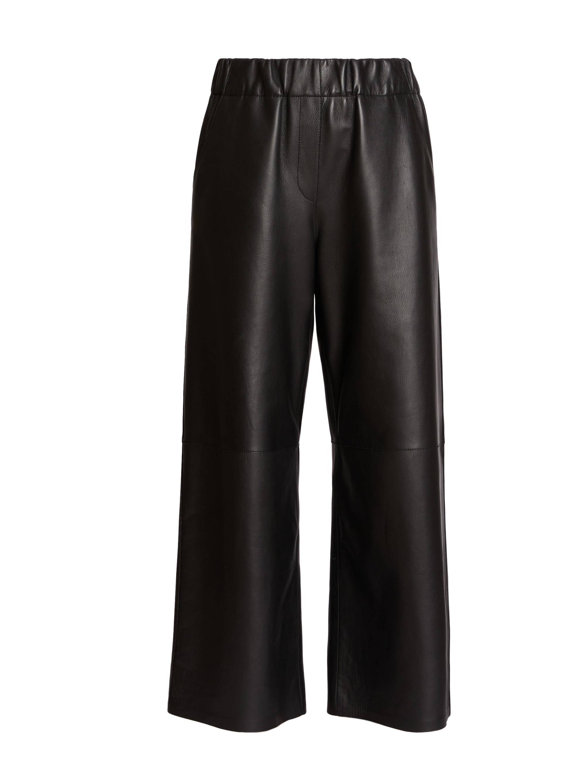 Cropped Wide-Leg Leather Trousers
