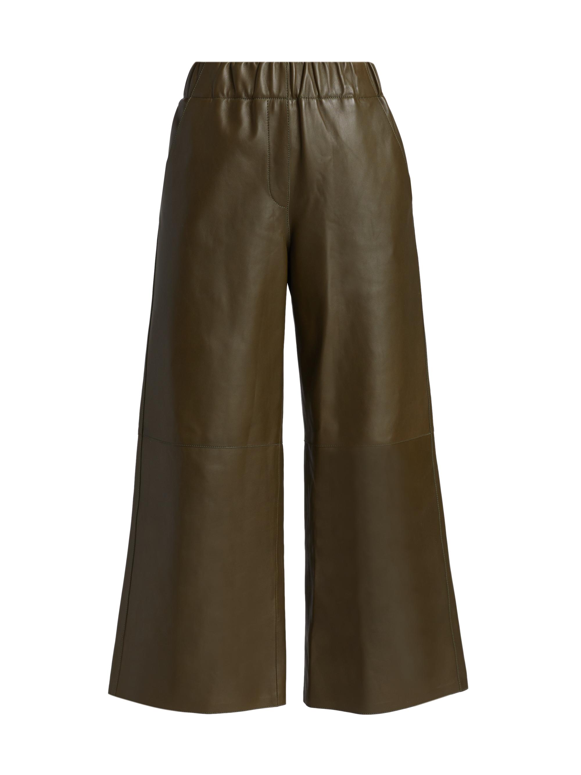 Cropped Wide-Leg Leather Trousers