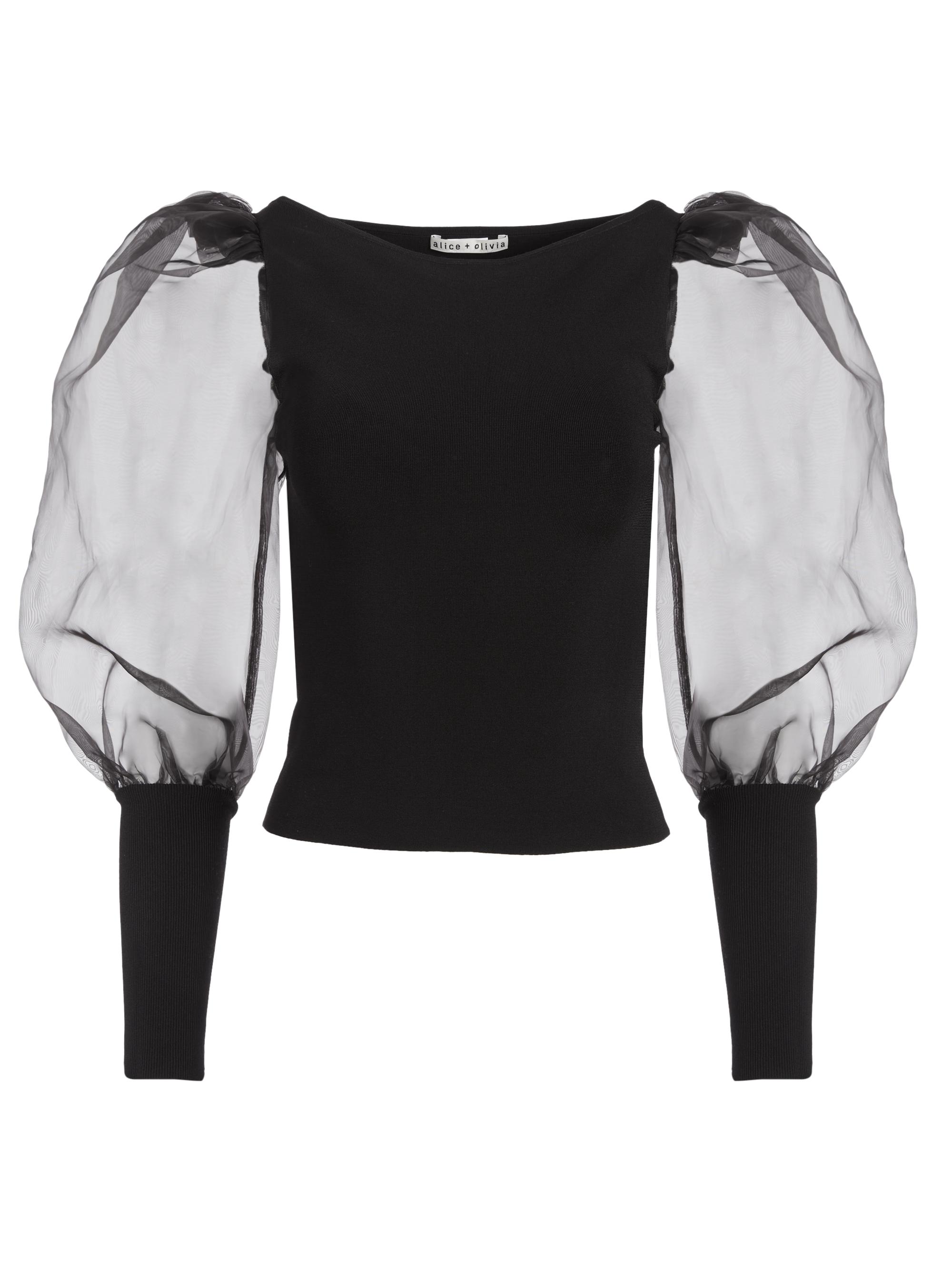Abella Tulle Puff-Sleeve Blouse