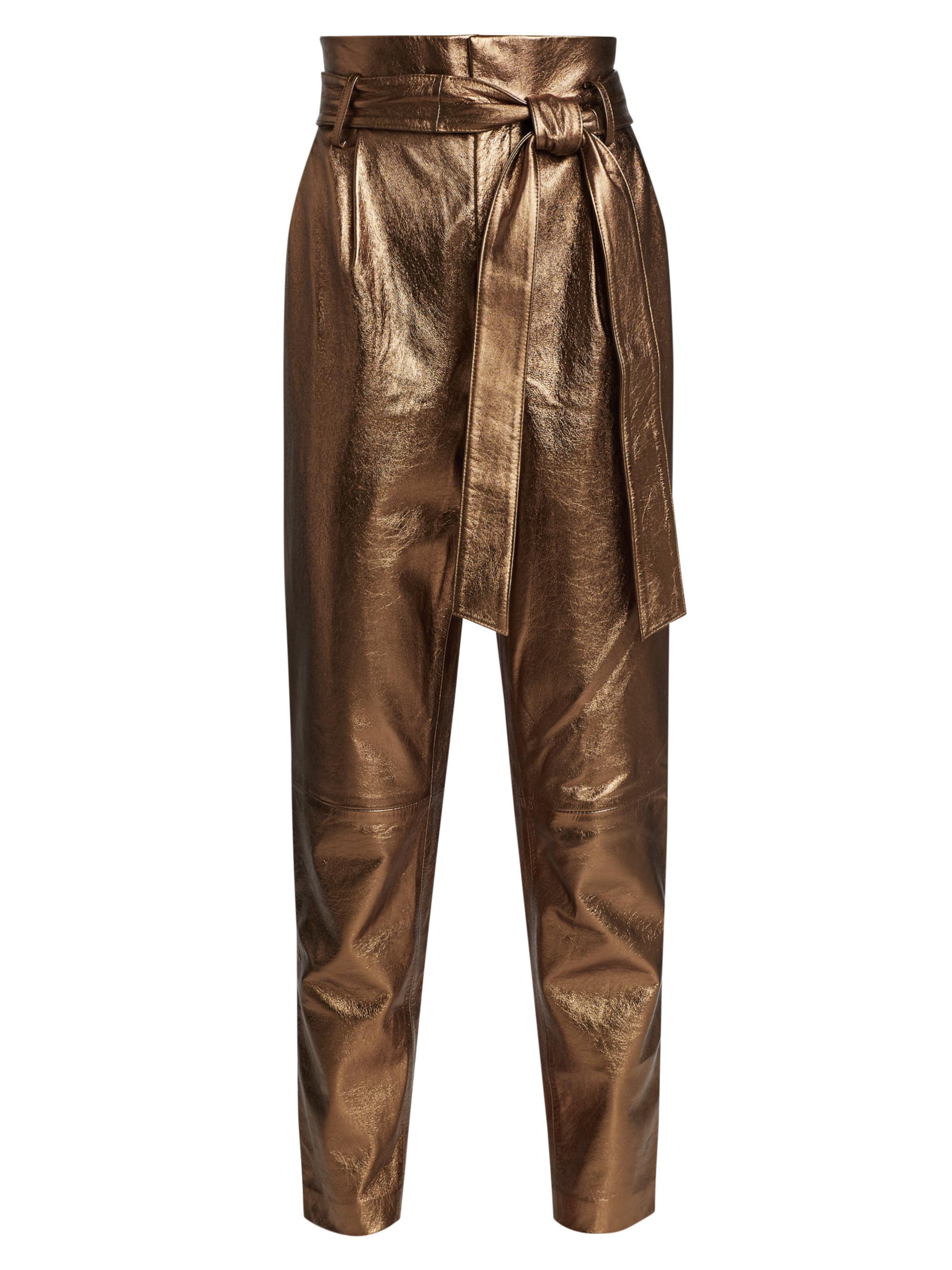 Gabriielle High-Rise Metallic Leather Pants