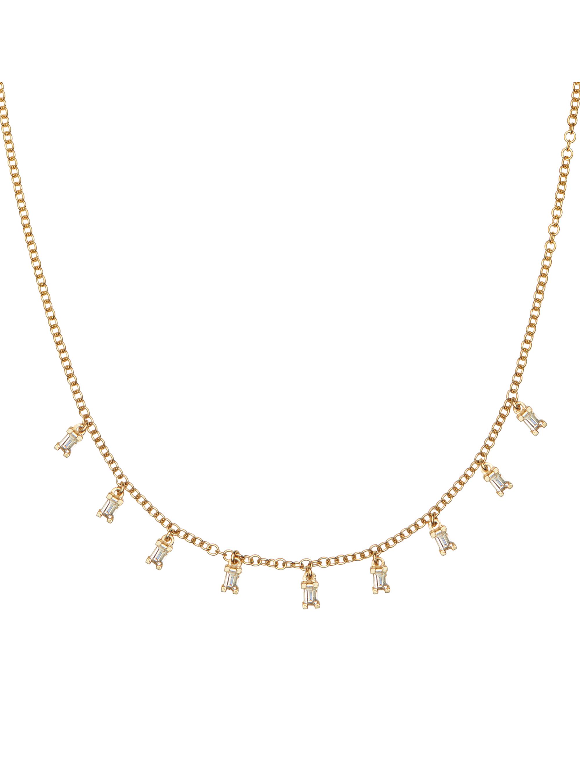 Baguette 18K Yellow Gold & Diamond Charm Necklace