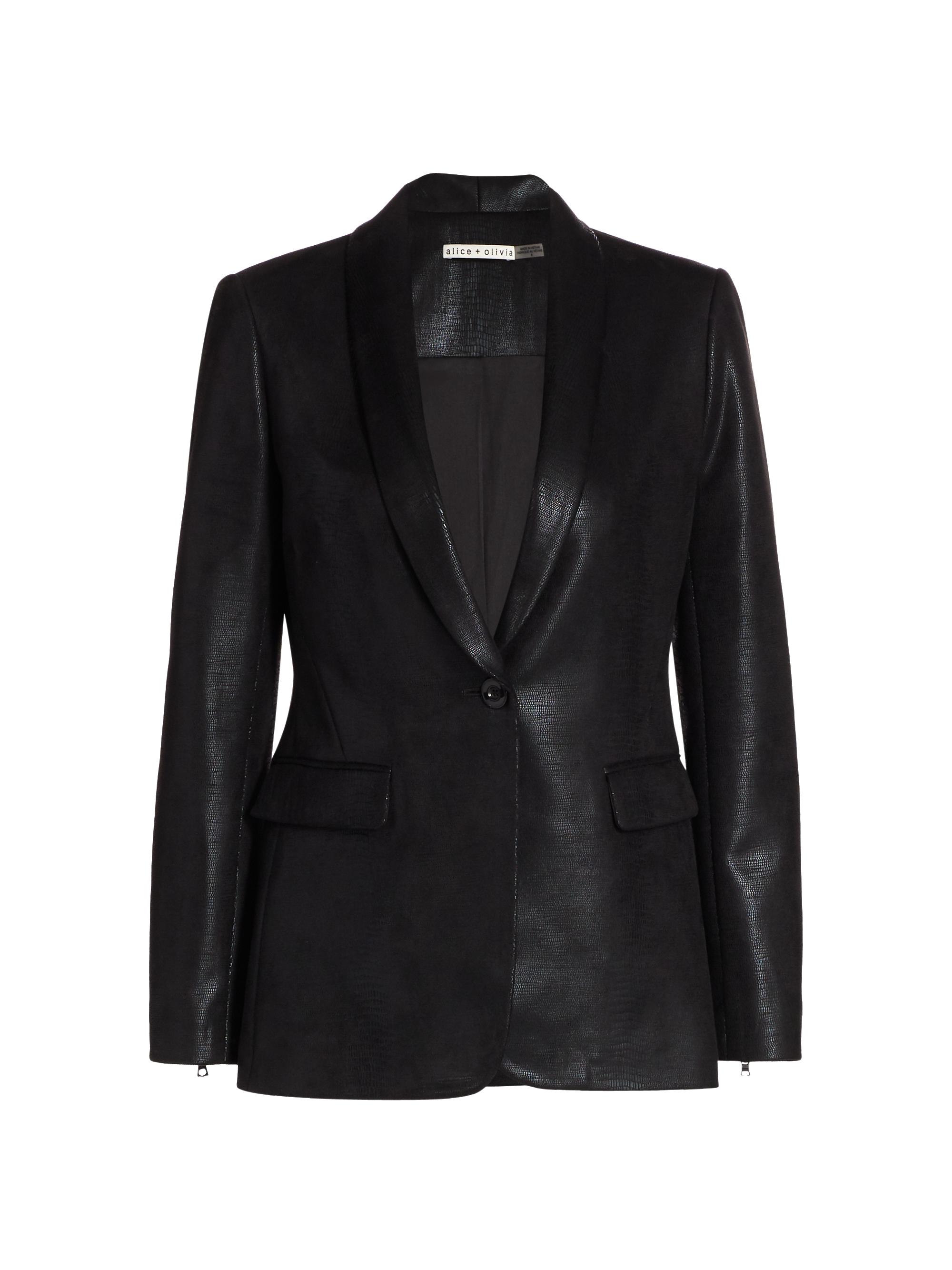 Macey Shawl Collar Vegan Leather Blazer