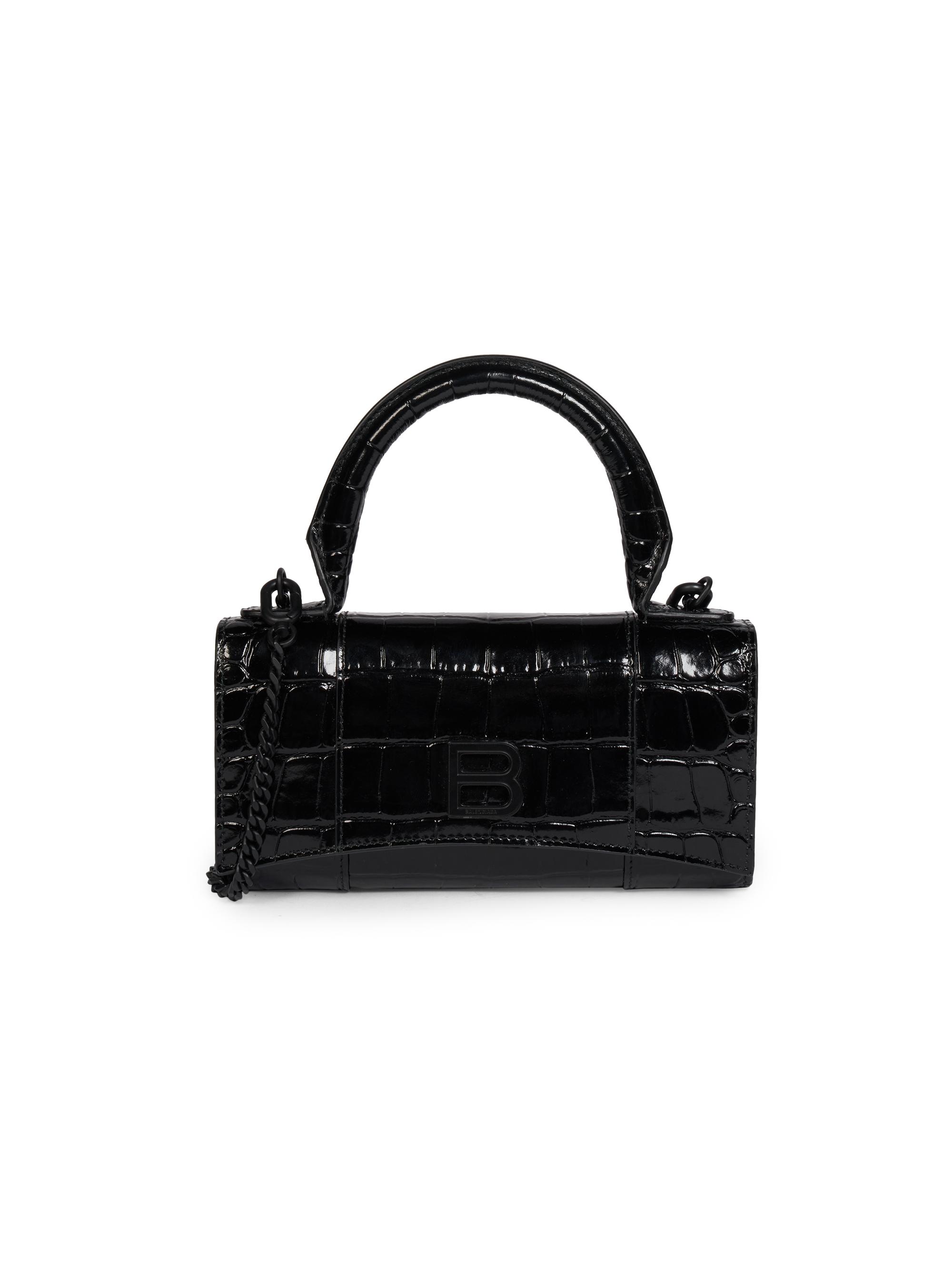 Mini Hourglass Croc-Embossed Leather Crossbody Phone Case