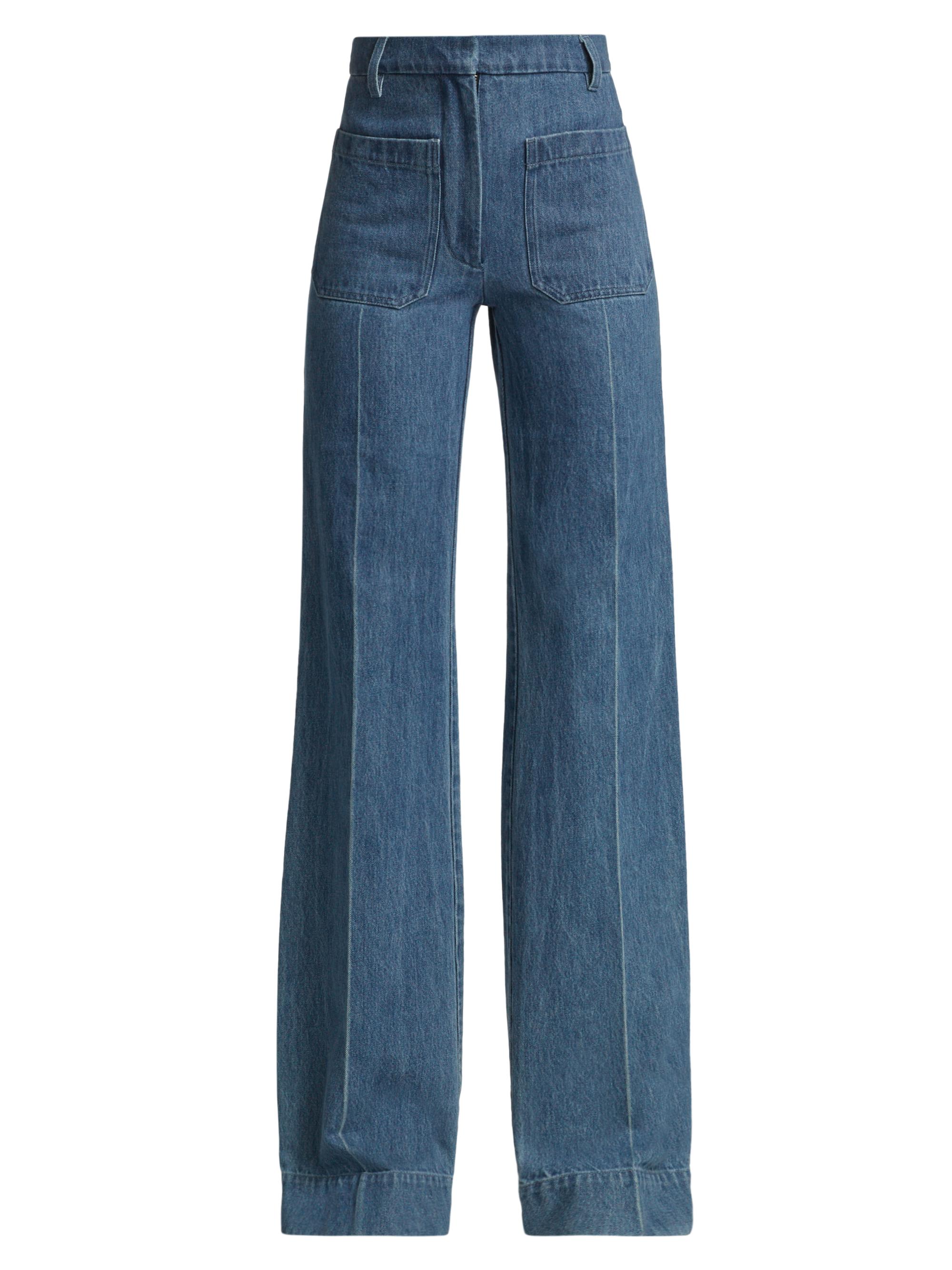 High-Waisted Patch Pocket Jeans