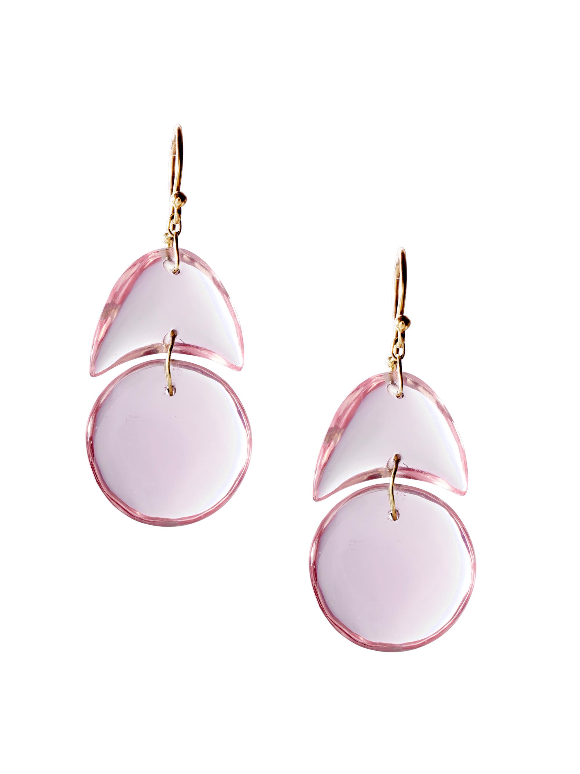 18K Yellow Gold & Rose Quartz Tiny Arrowhead Double Drop Earrings