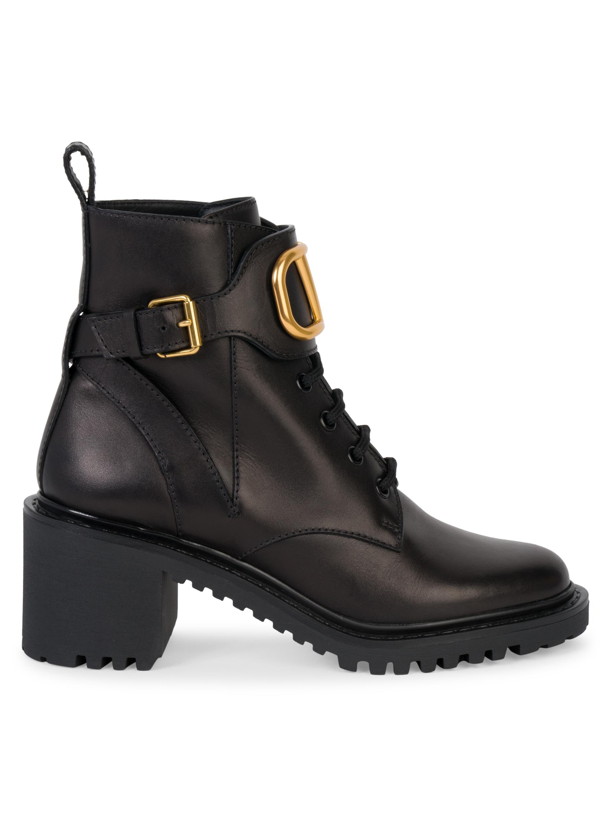 VLogo Leather Combat Boots