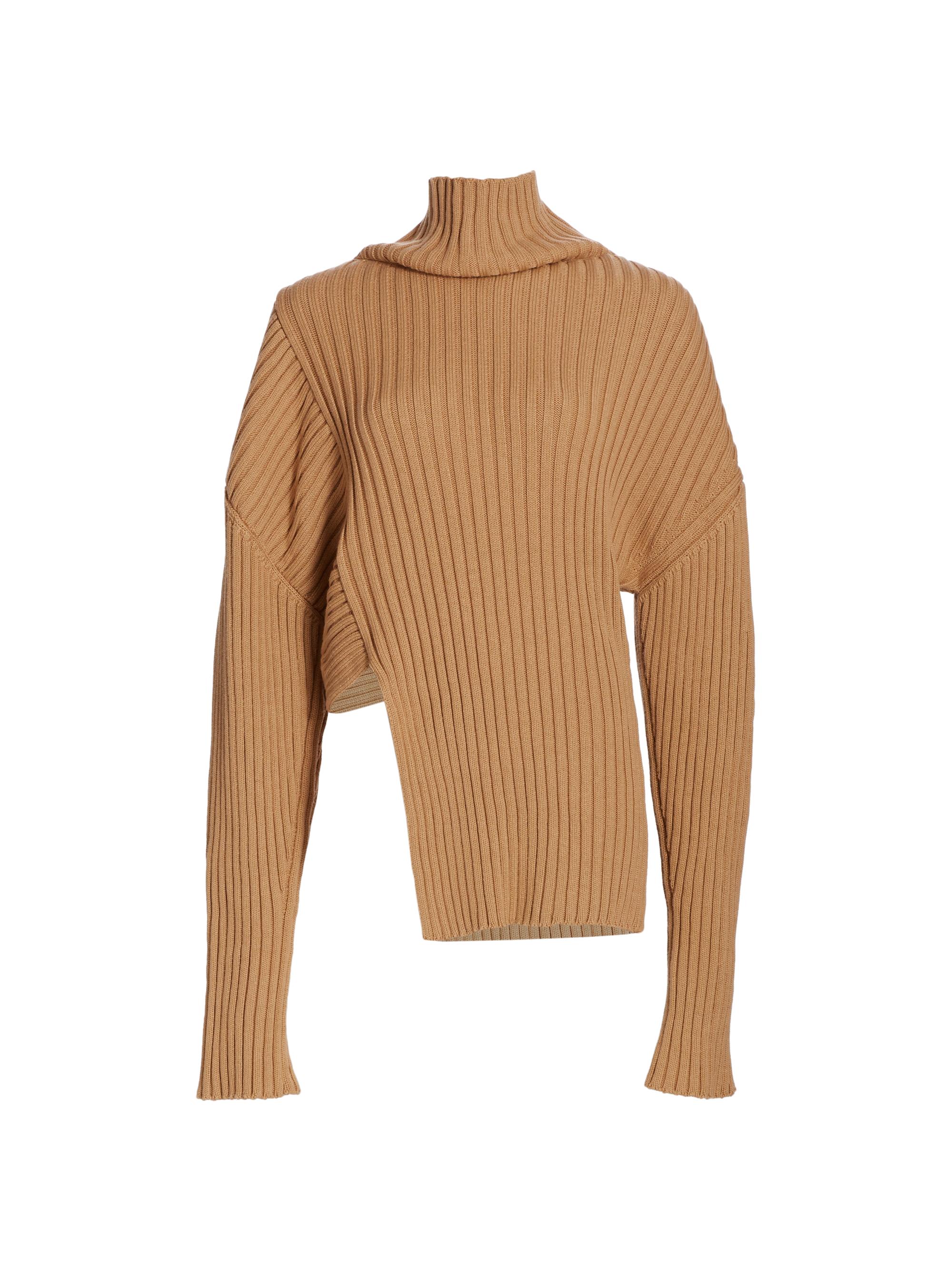 Midweight Ribbed Asymmetric Knit Sweater
