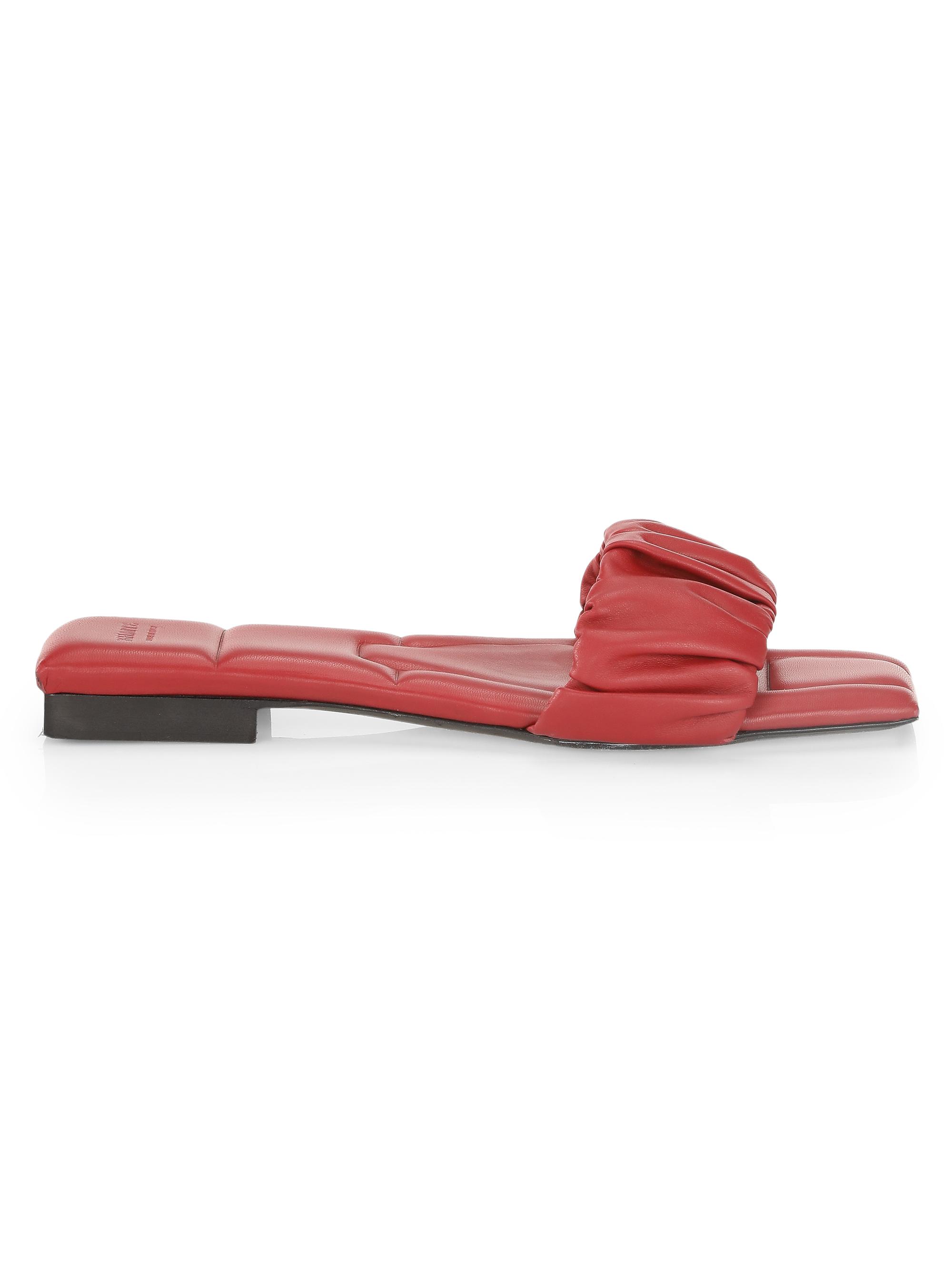 Crete Ruched Leather Slides