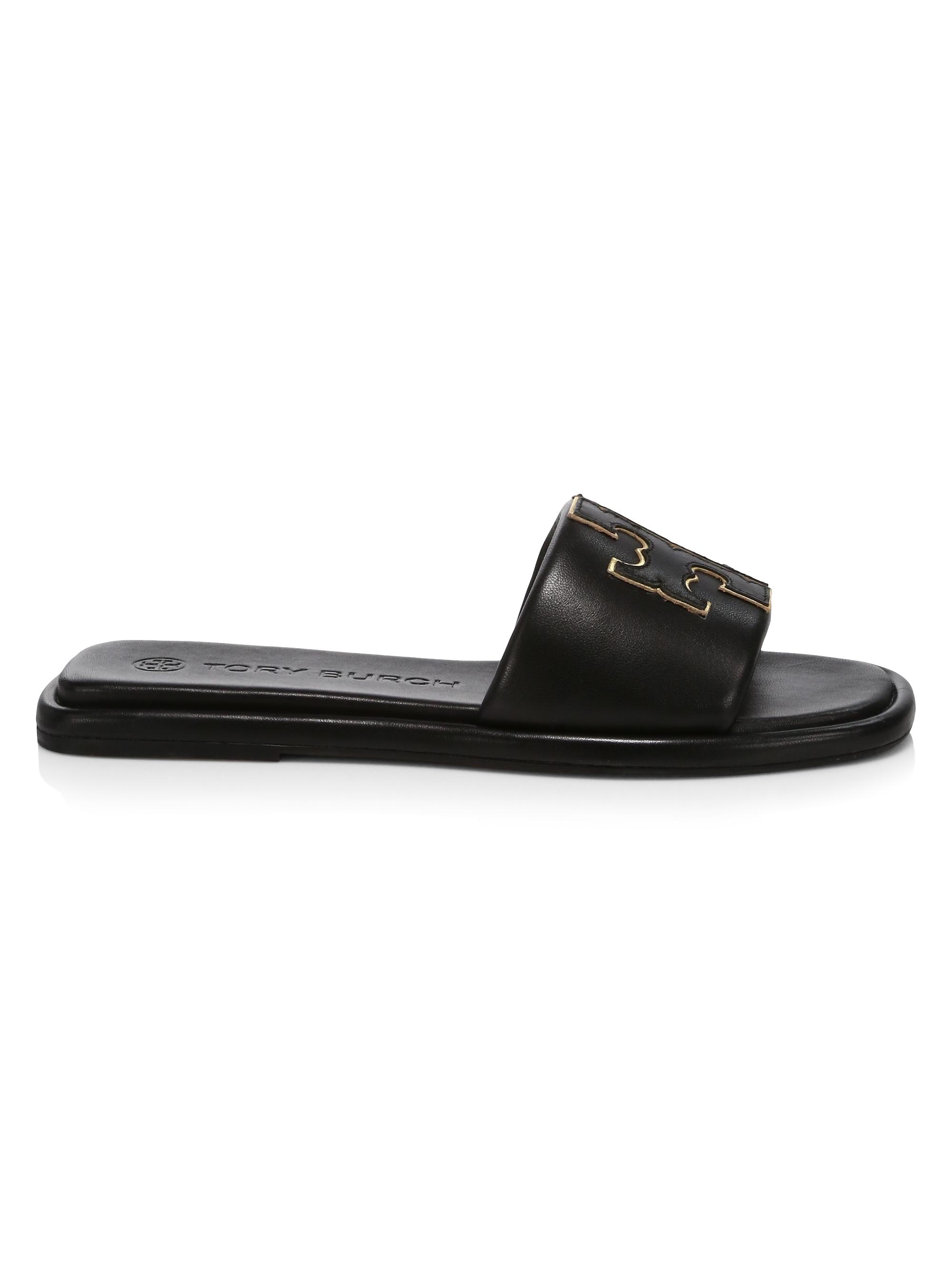 Double-T Padded Leather Slides