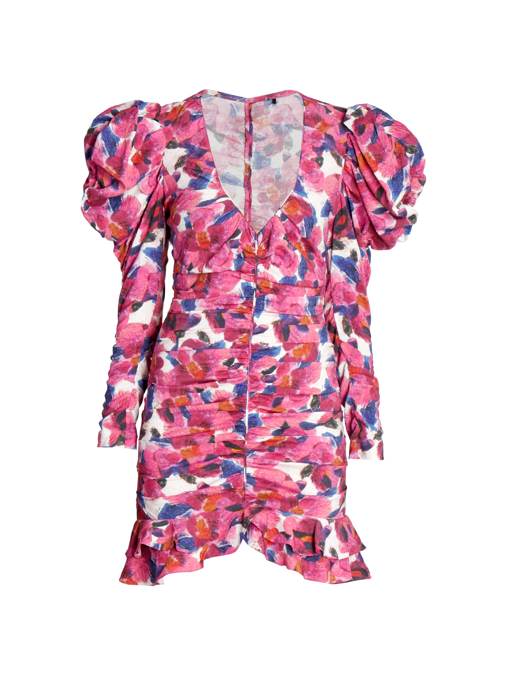 Mireya Floral Puff-Shoulder Dress