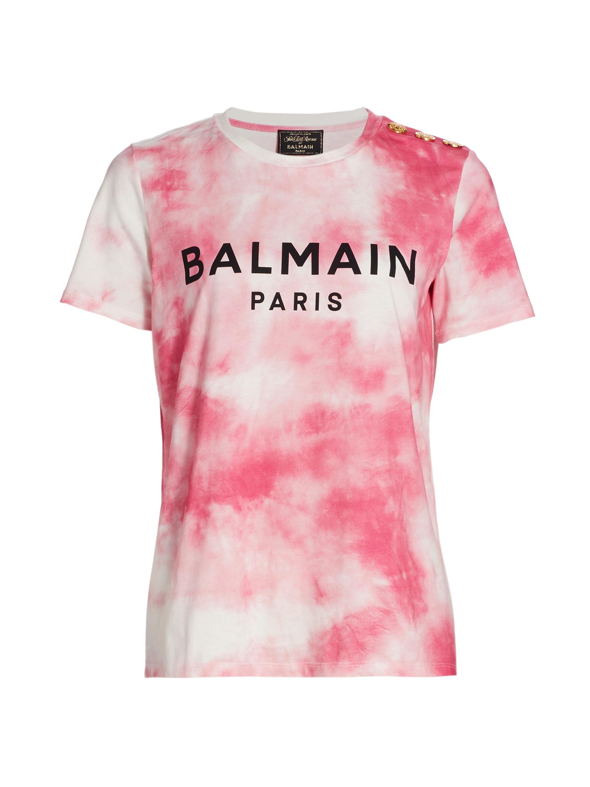 Button-Trimmed Tie-Dye T-Shirt