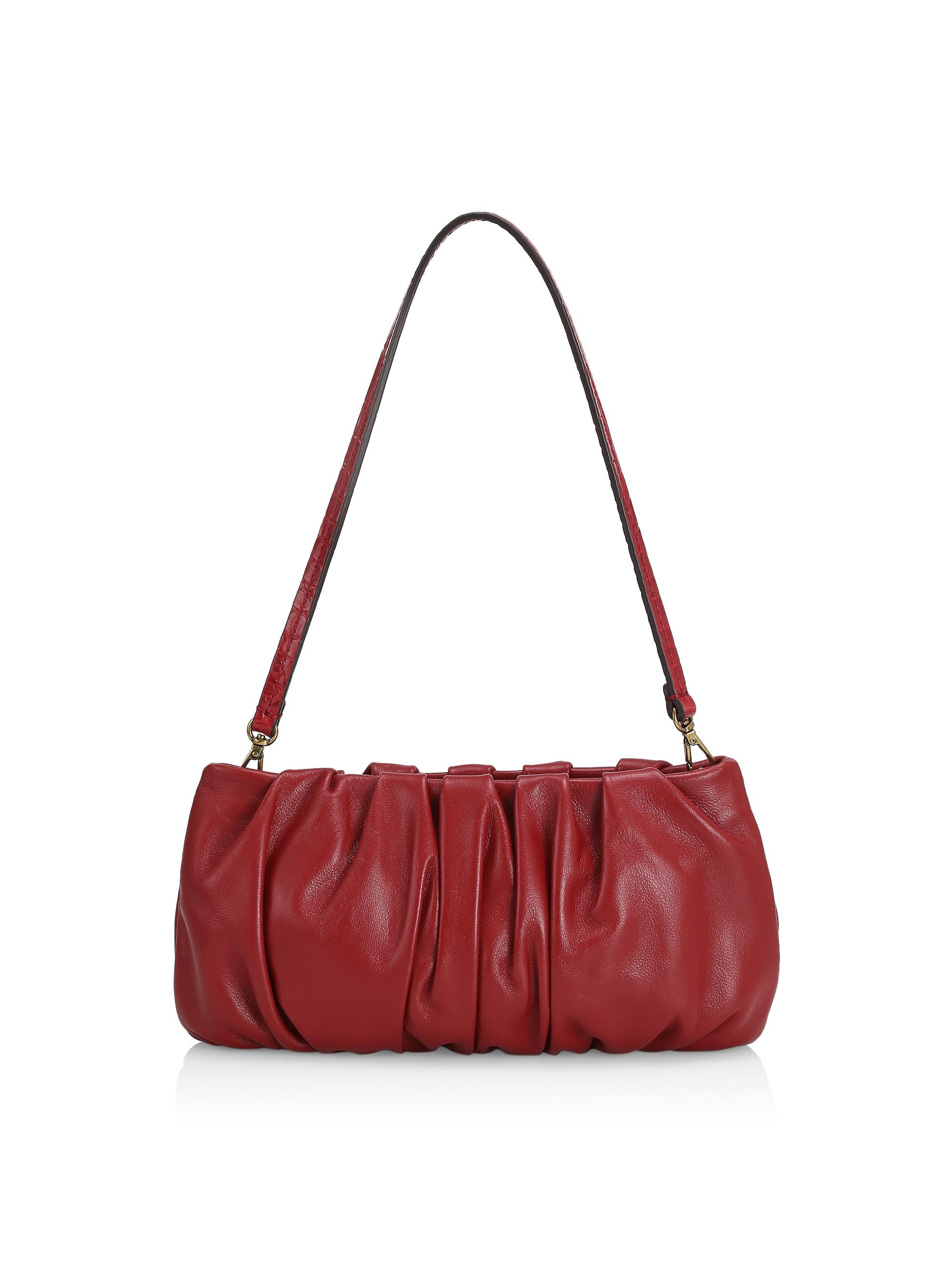 Bean Ruched Leather Shoulder Bag