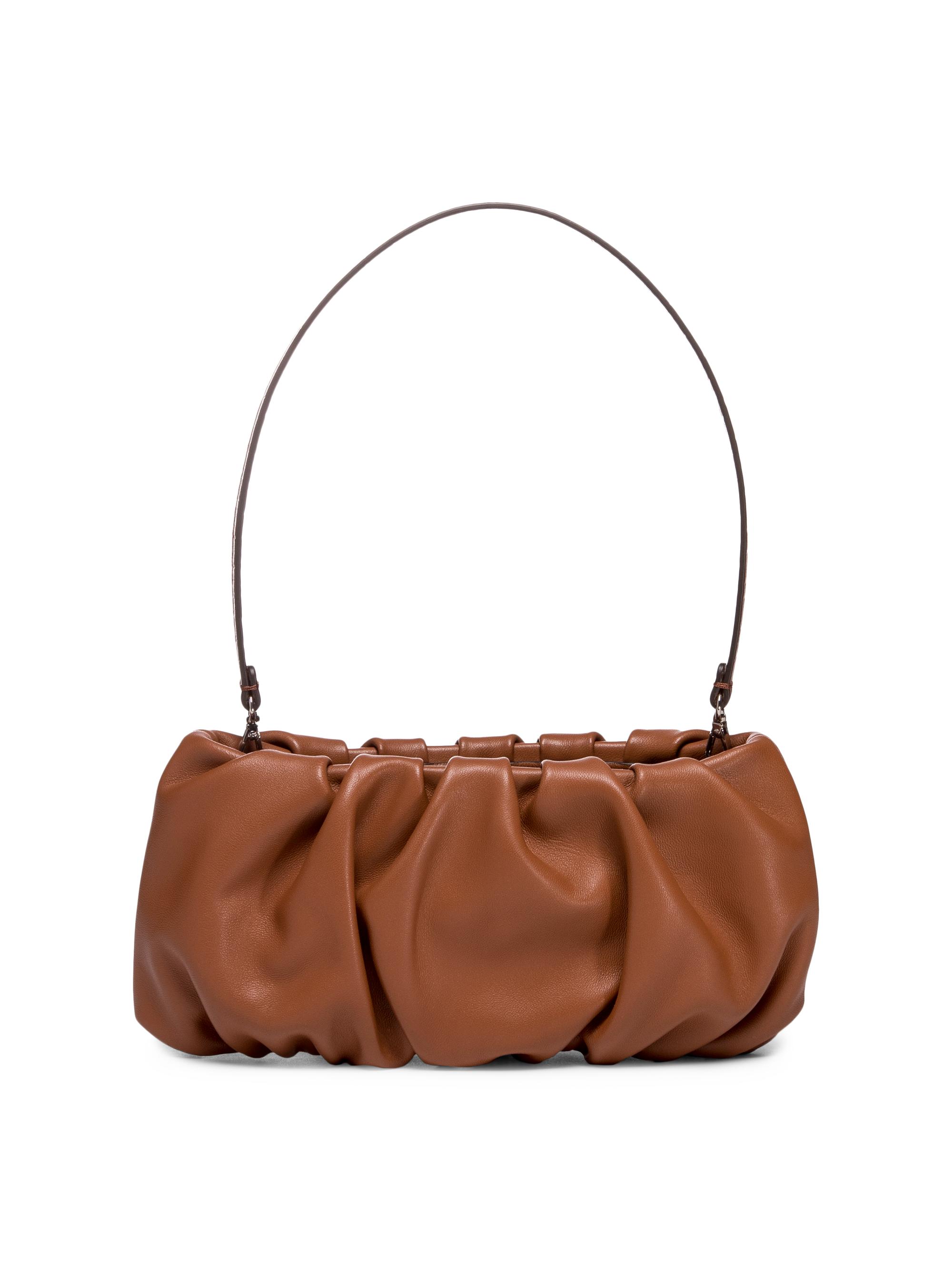 Bean Ruched Leather Shoulder Bag