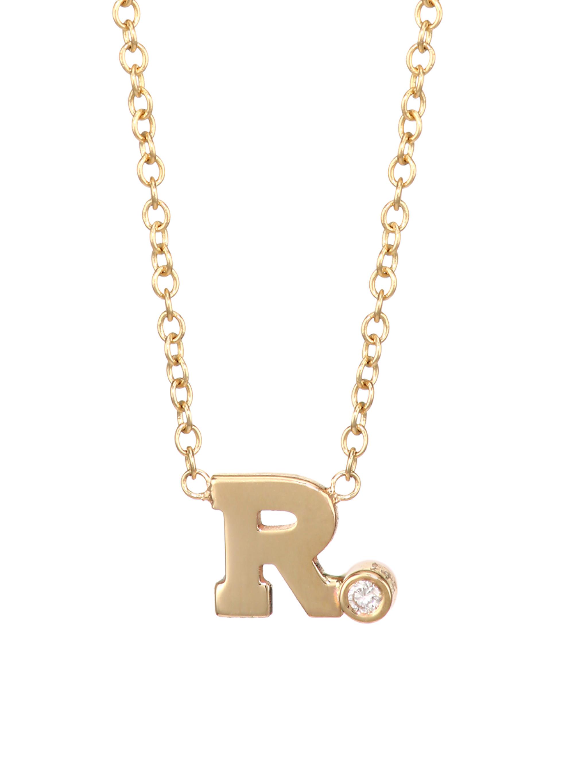 Diamond & 14K Yellow Gold Initial Pendant Necklace
