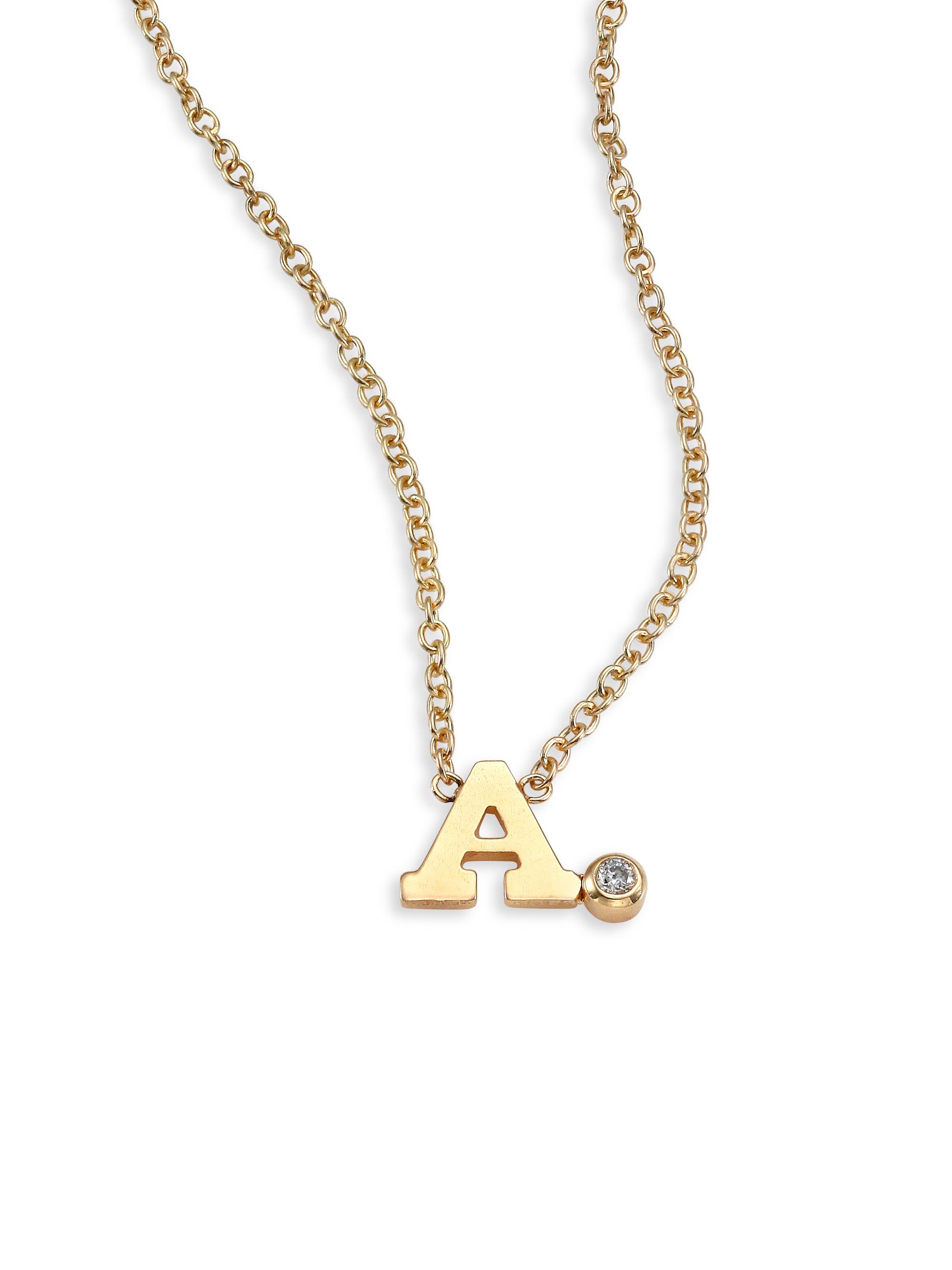 Diamond & 14K Yellow Gold Initial Pendant Necklace