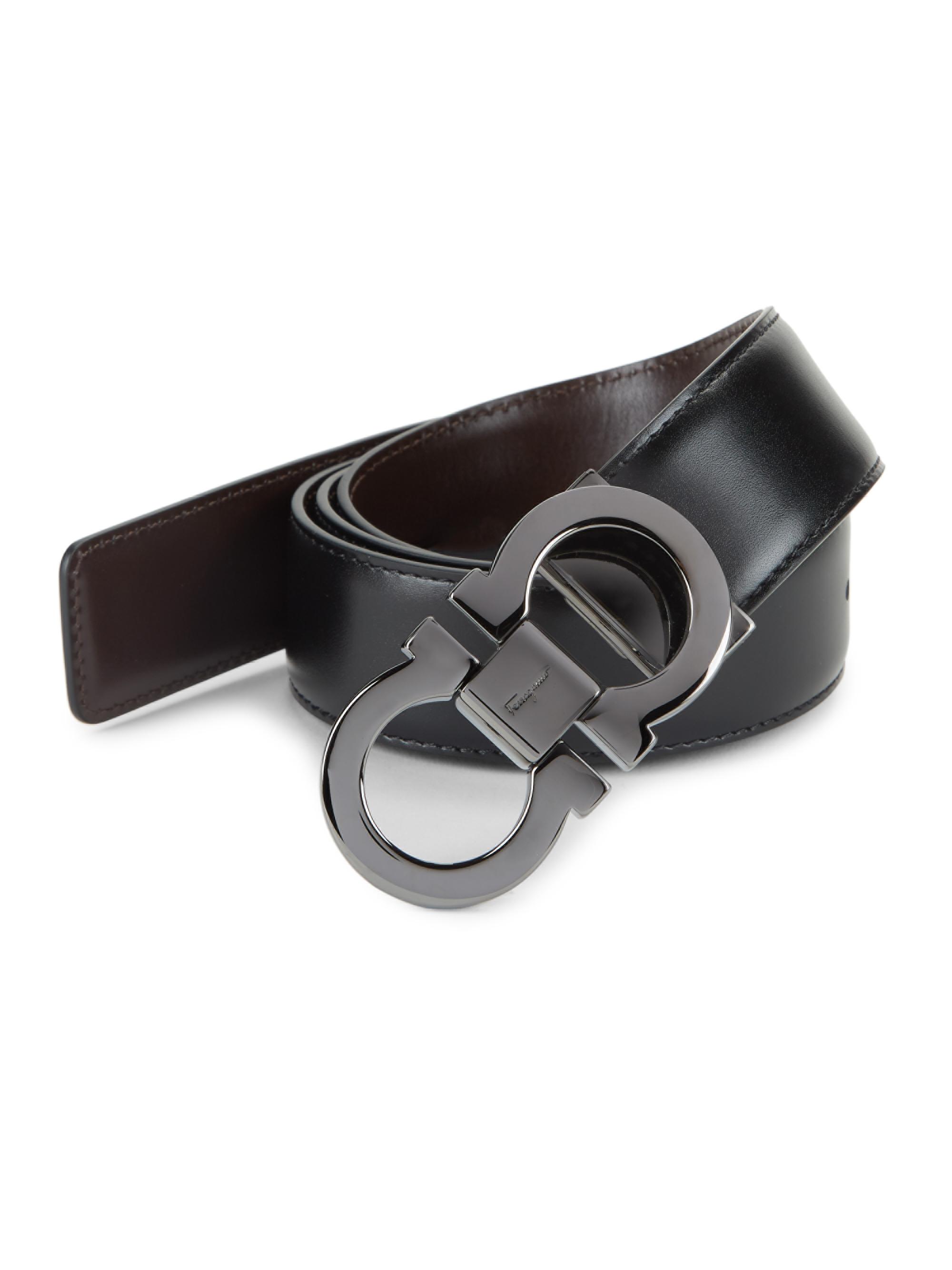 Adjustable & Reversible Gancini Buckle Belt