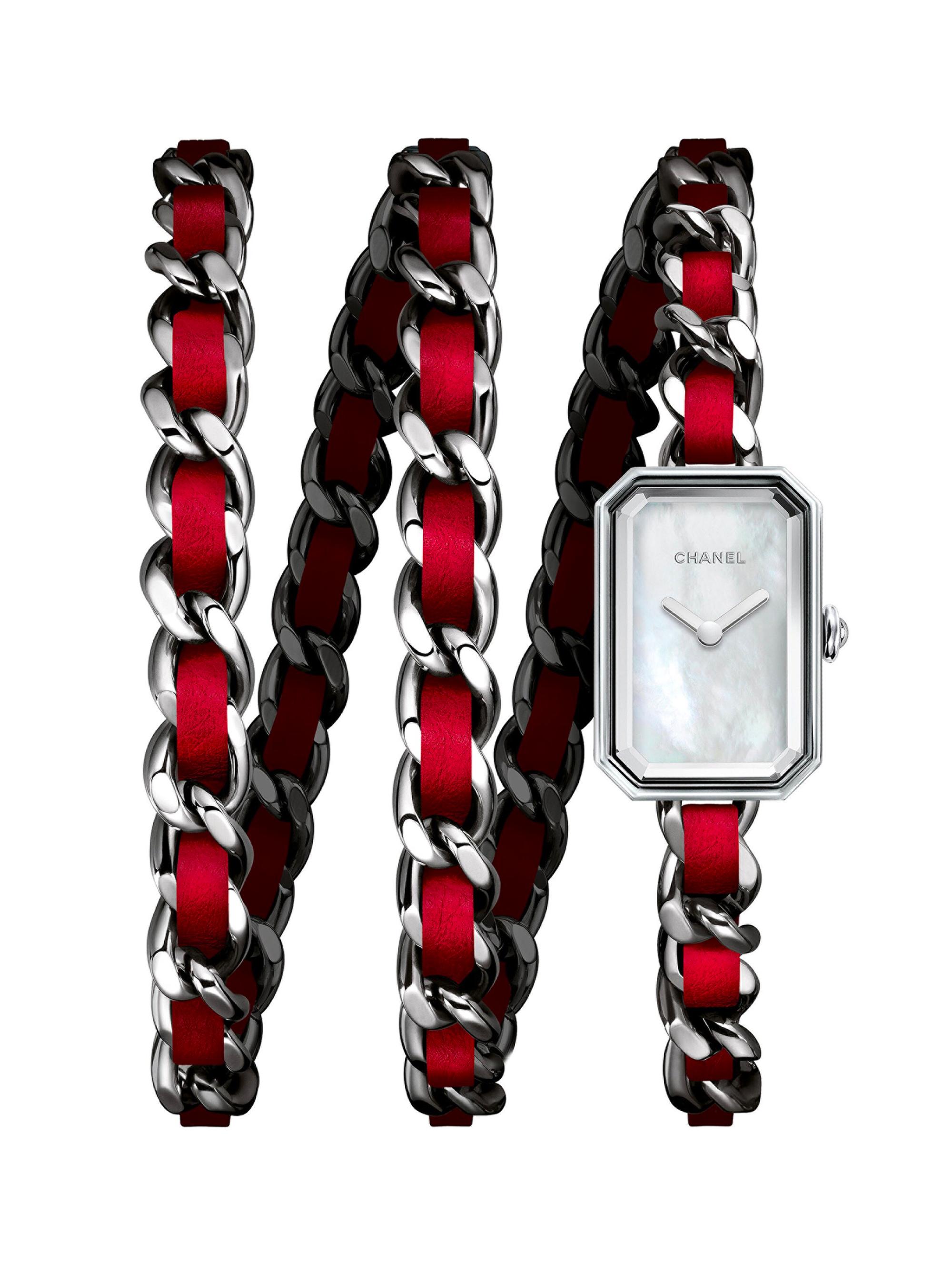 Première Rock Stainless Steel & Leather Triple-Wrap Bracelet Watch