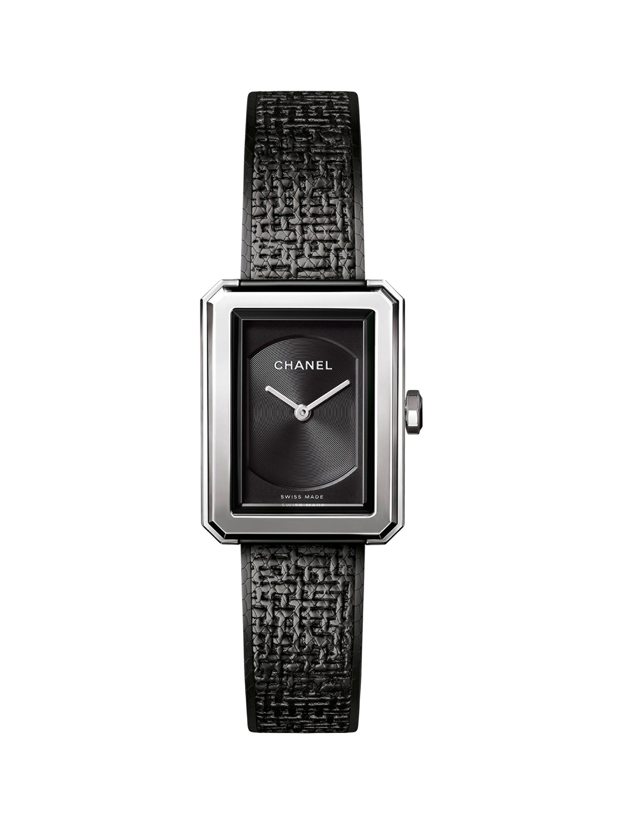 Black Tweed Stainless Steel Bracelet Watch