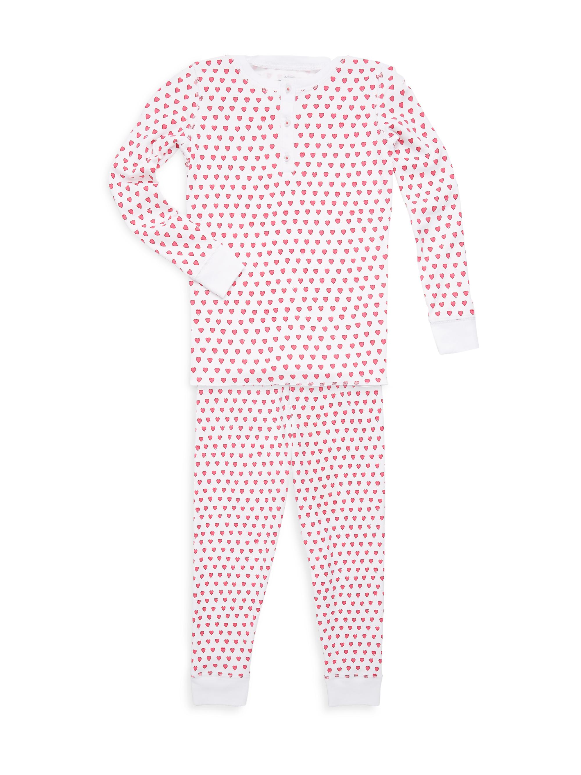 Baby's, Little Kid's &amp; Kid's Two-Piece Hearts Cotton Pajama Top &amp; Pants Set
