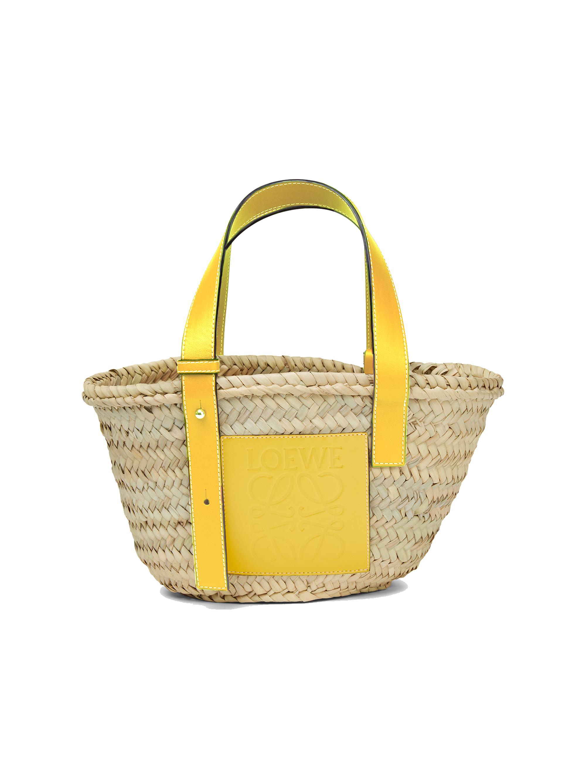 Mini Leather-Trimmed Woven Basket Bag