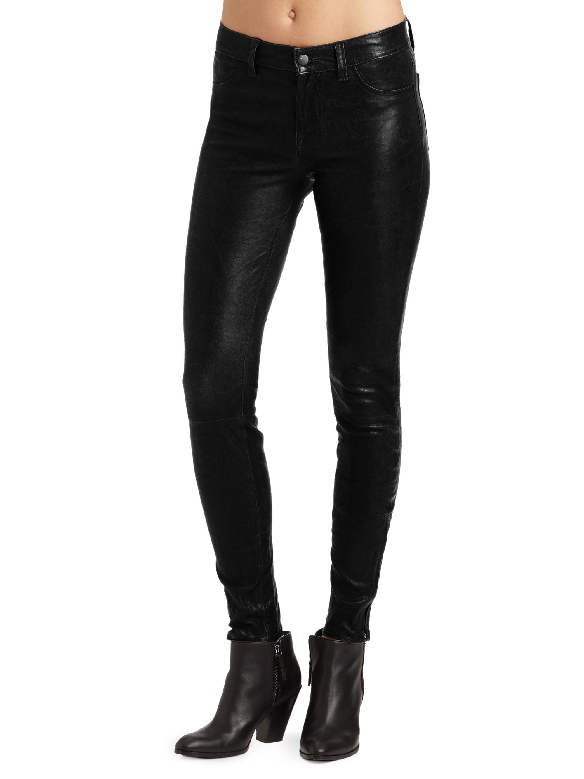 Mid-Rise Leather Skinny Jeans