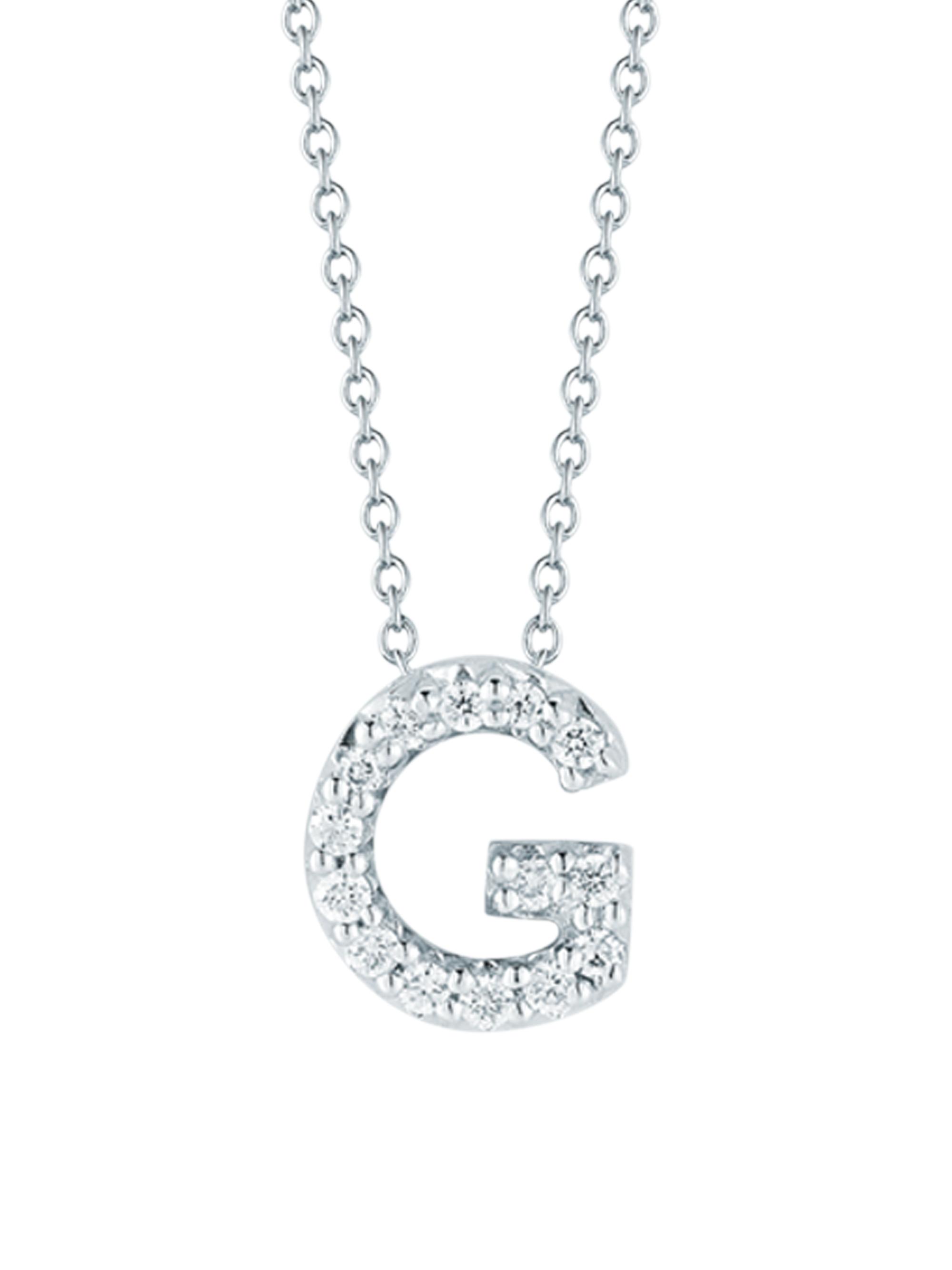 Tiny Treasures 0.08 TCW Diamond & 18K White Gold Initial Necklace